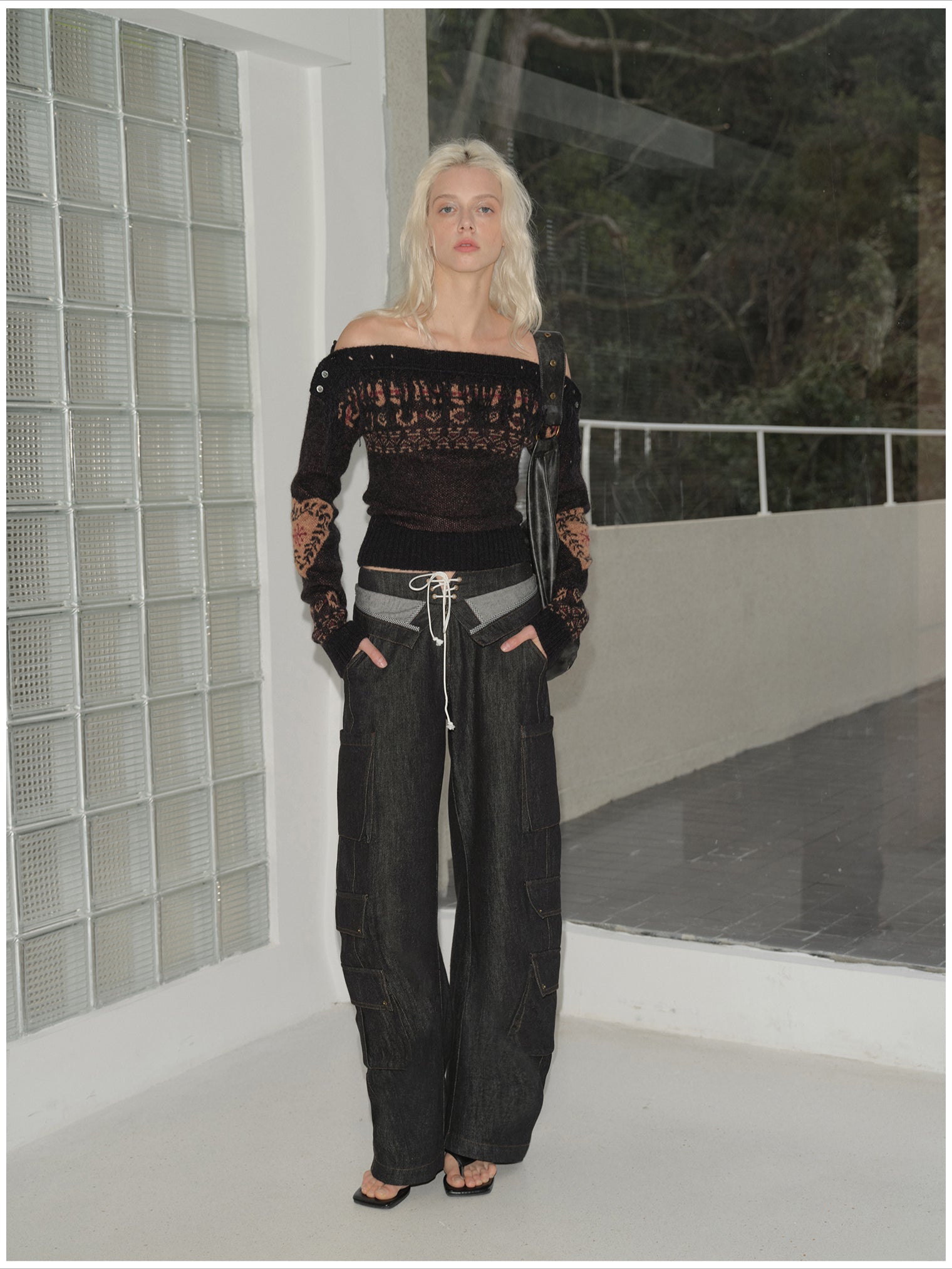 Multi-Pocket Double Waistband Denim Cargo Pants - CHINASQUAD