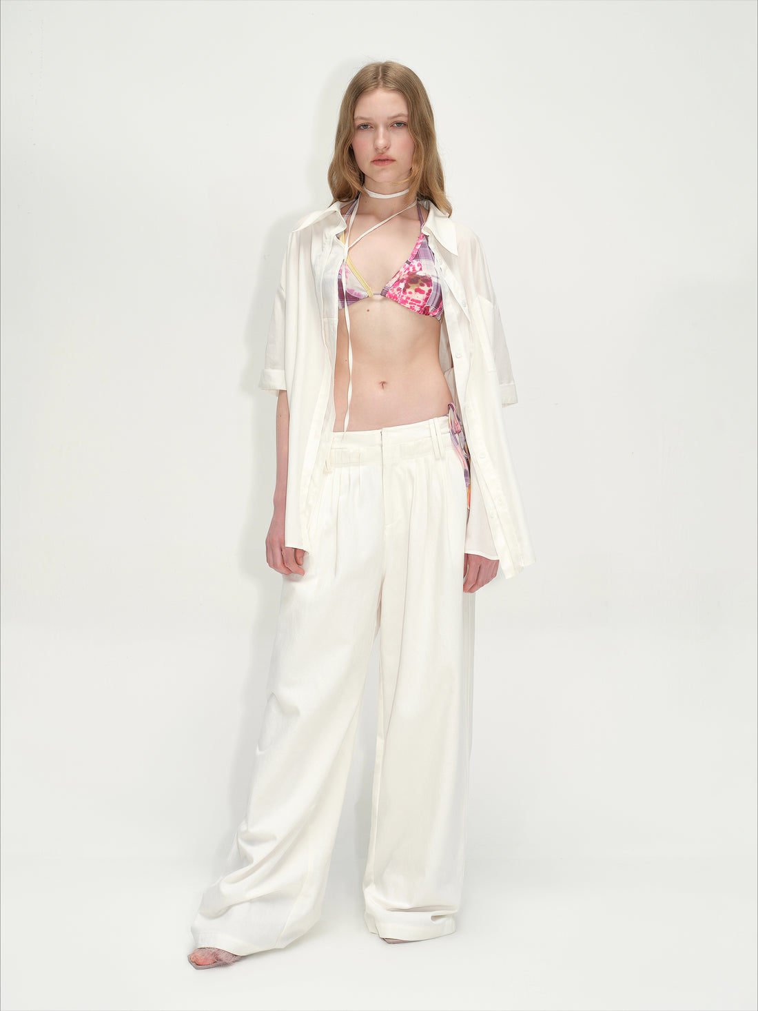 White Lyocell Wide-Leg Pants - CHINASQUAD