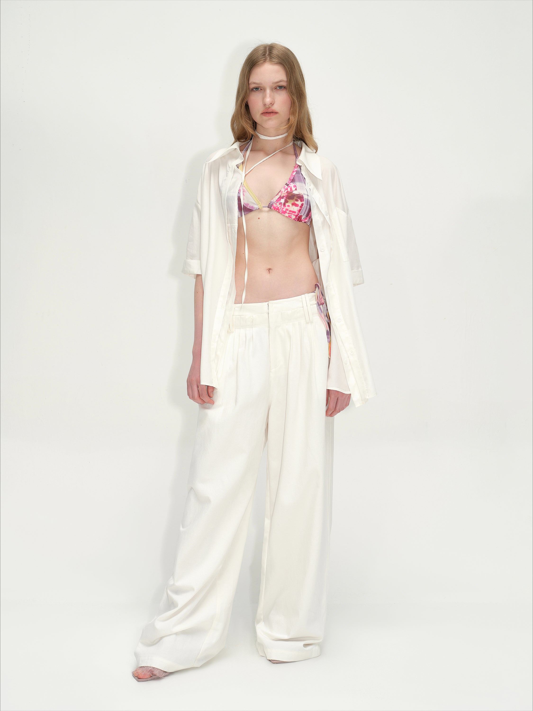White Lyocell Wide-Leg Pants - CHINASQUAD