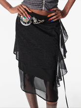 Layered Mesh Tie-Up Midi Skirt - CHINASQUAD