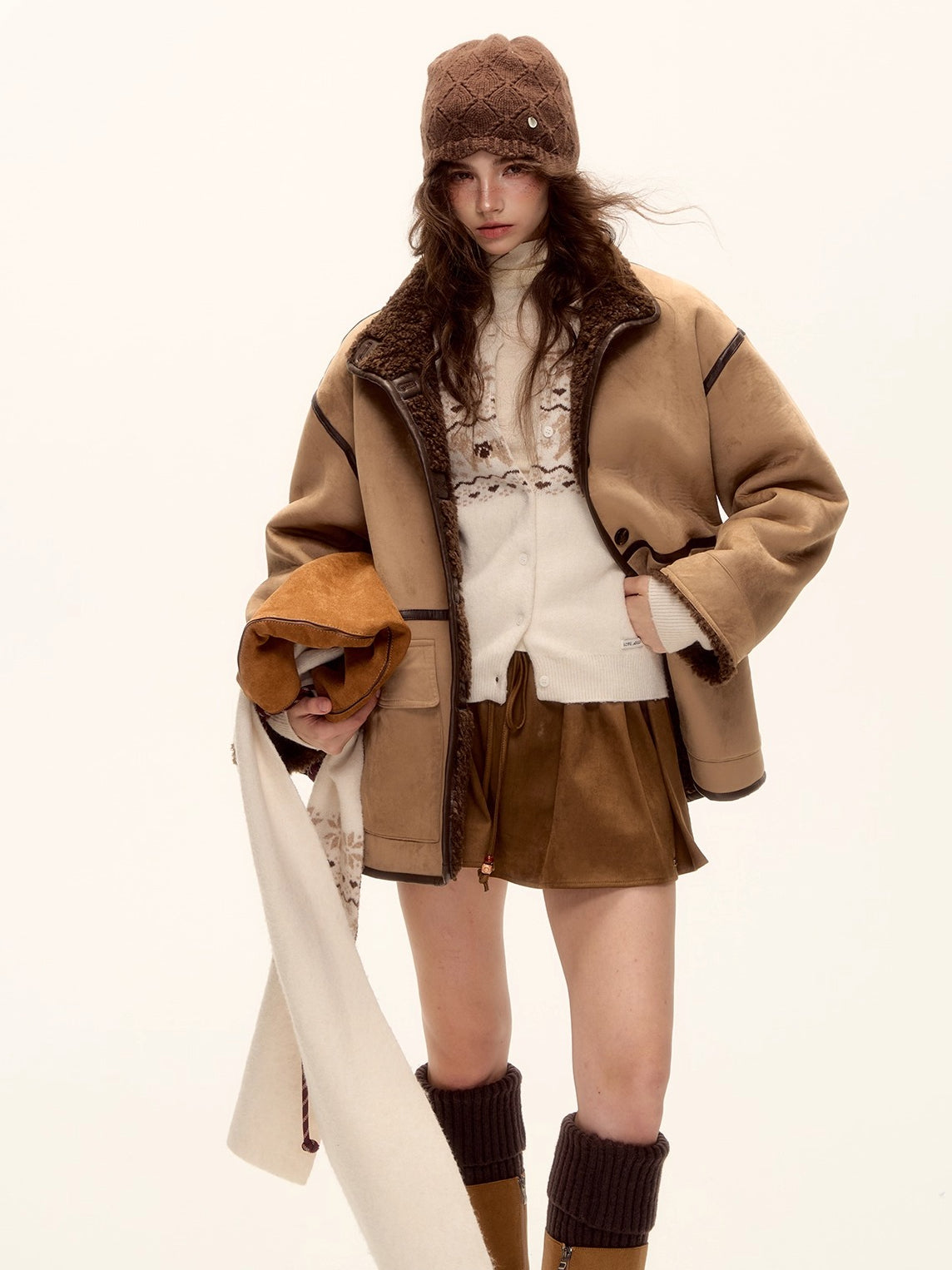 Reversible Faux Suede Shearling Jacket