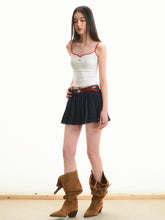 High-Waisted A-Line Short Denim Skirt - CHINASQUAD