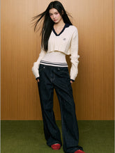 True Two-Piece Contrast Design Hooded Crop Sweater - CHINASQUAD