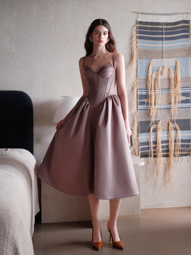 Satin Bow Detail Midi Dress - CHINASQUAD