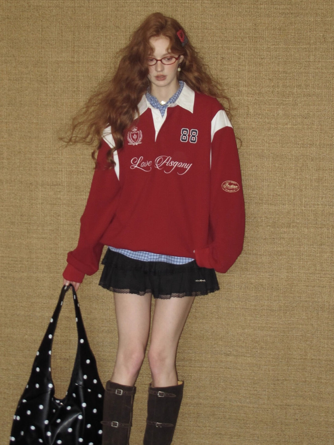 Embroidered Drawstring Rugby Polo Sweatshirt - CHINASQUAD