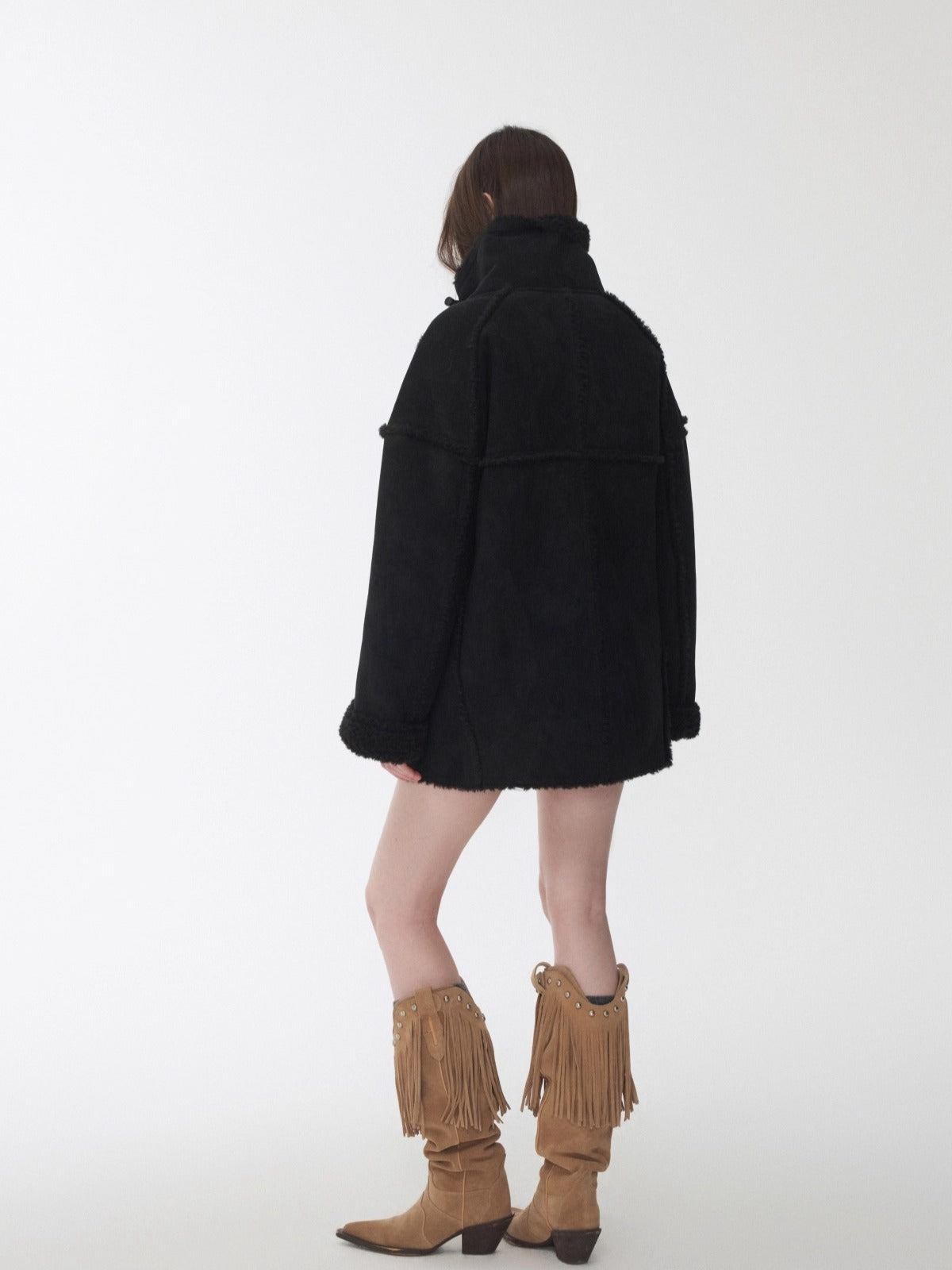 Toggle Collar Reversible Shearling Jacket