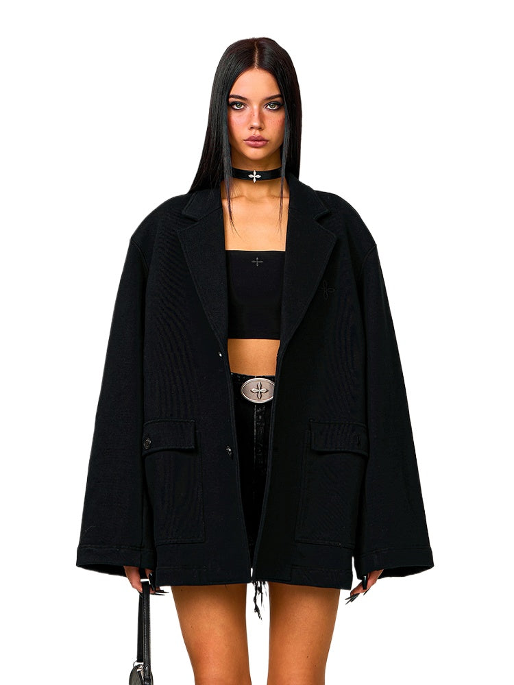 Black Oversized Classic Sports Blazer - CHINASQUAD