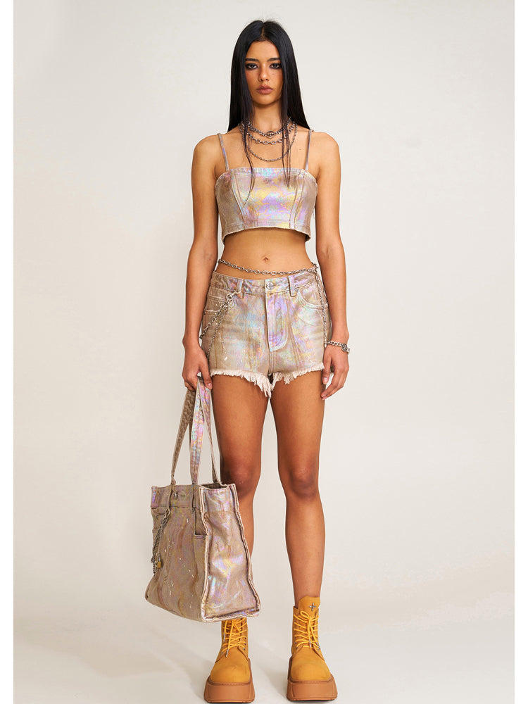 Rage Wild Denim Short Camisole Wild Brown - CHINASQUAD