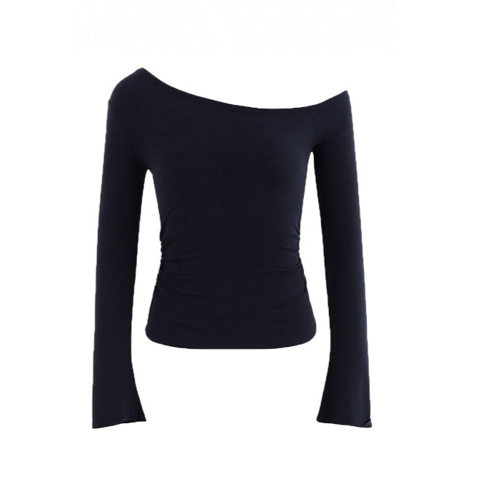 One-Shoulder Lyocell Flared Sleeve Fitted T-Shirt