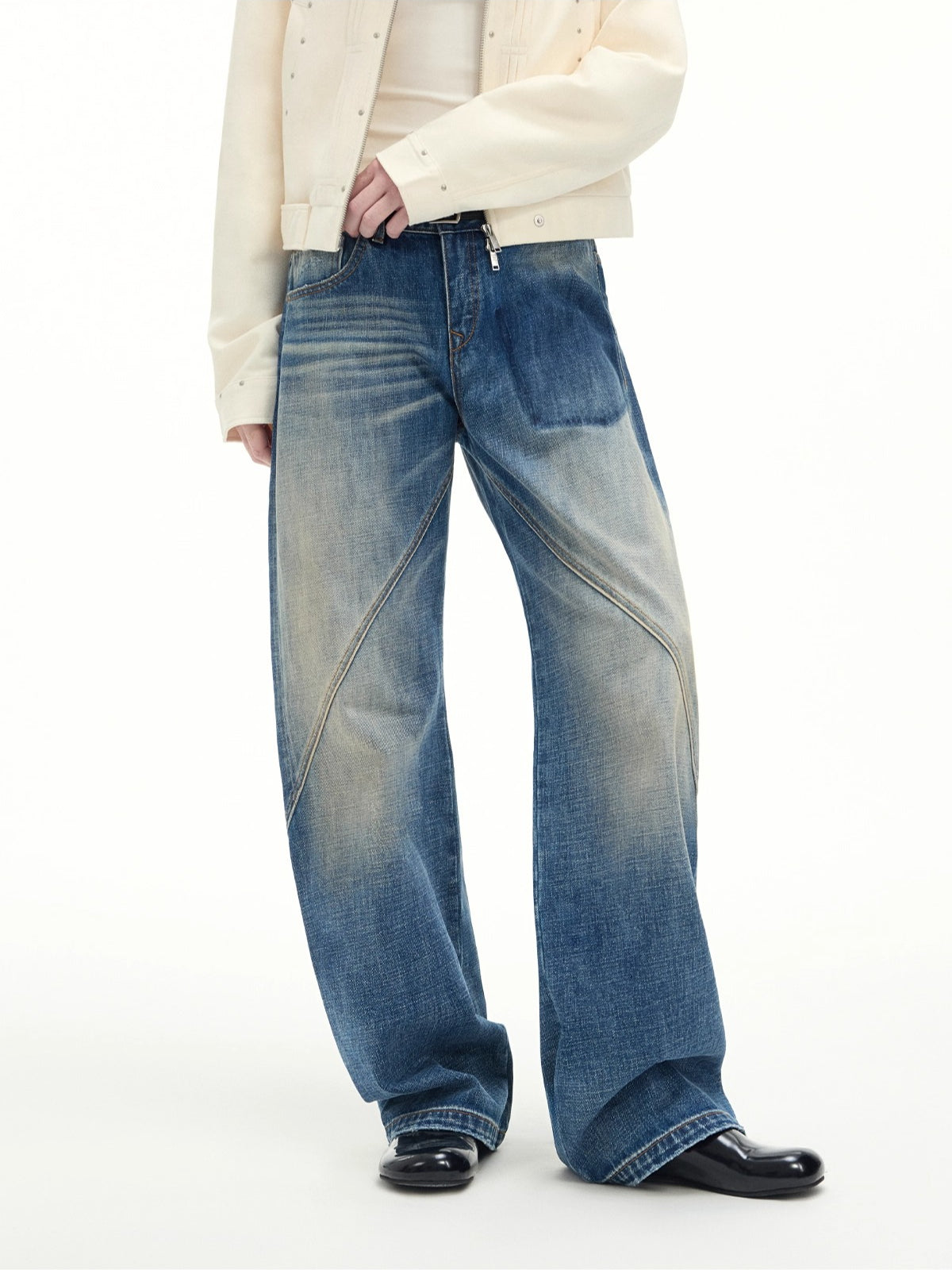 Vintage Washed Wide-Leg Denim Pants