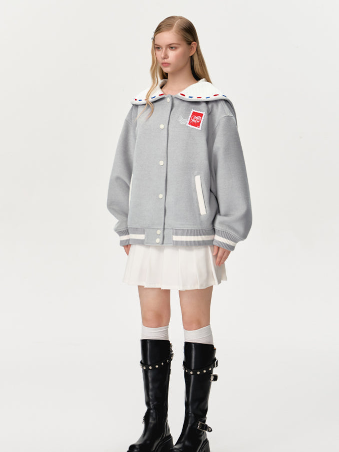 Love Letter Tweed Baseball Jacket - CHINASQUAD