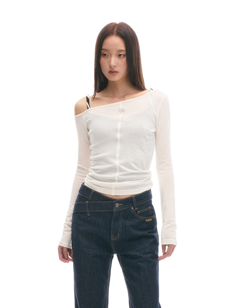 Asymmetric Slim-Fit Lightweight Wool Long-Sleeve T-Shirt - CHINASQUAD