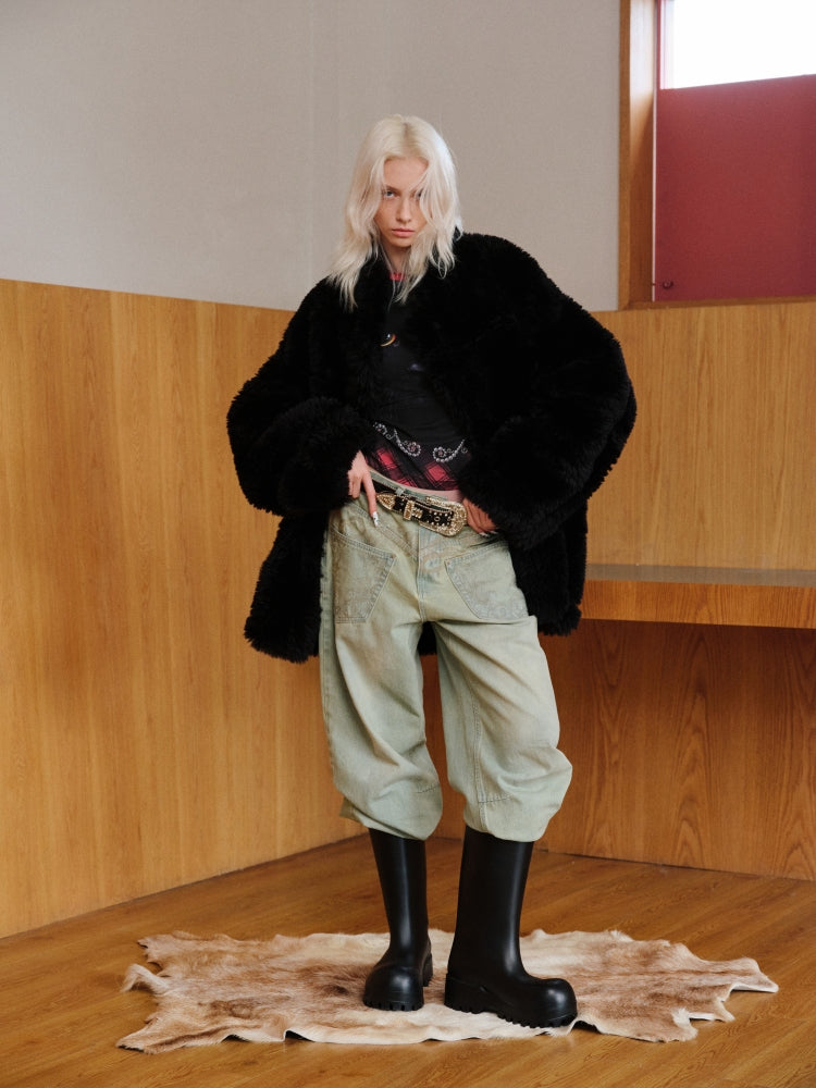 Black & White Reversible Shearling Coat - CHINASQUAD