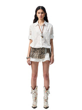 Leopard-Print Washed Canvas Pleated Waistband - CHINASQUAD