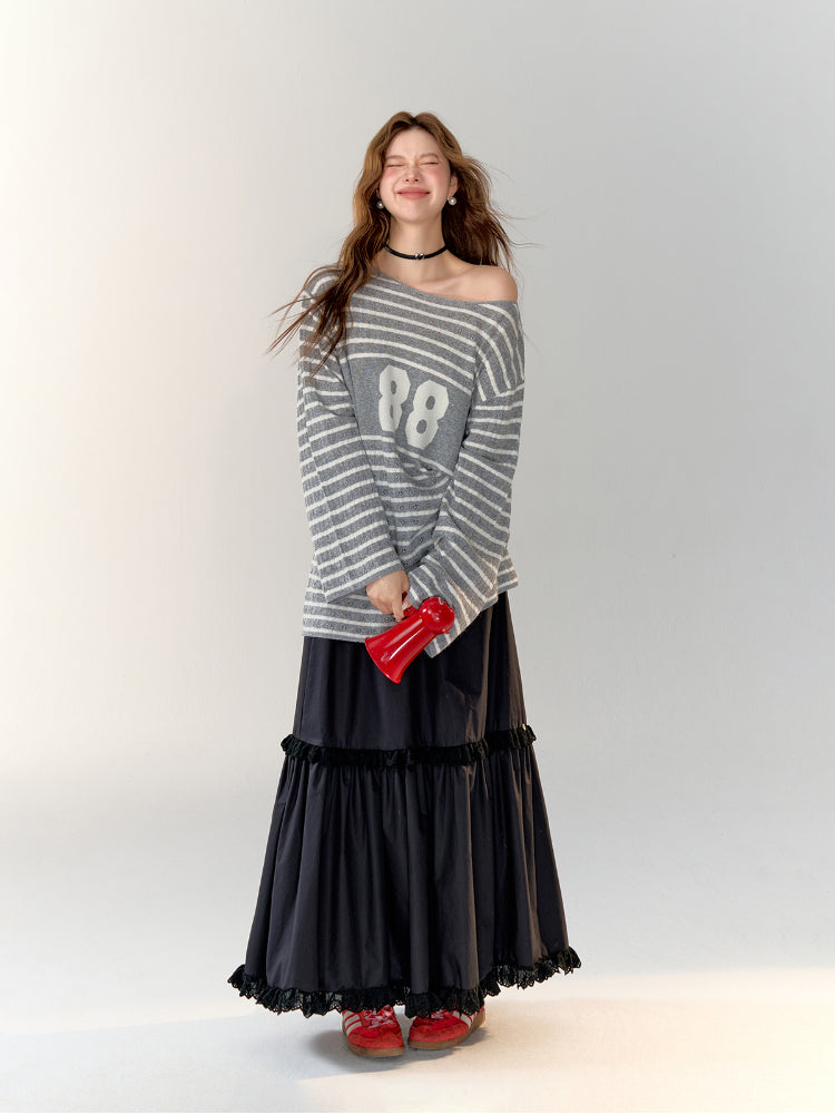 Printed Striped Knitted Sweater - CHINASQUAD