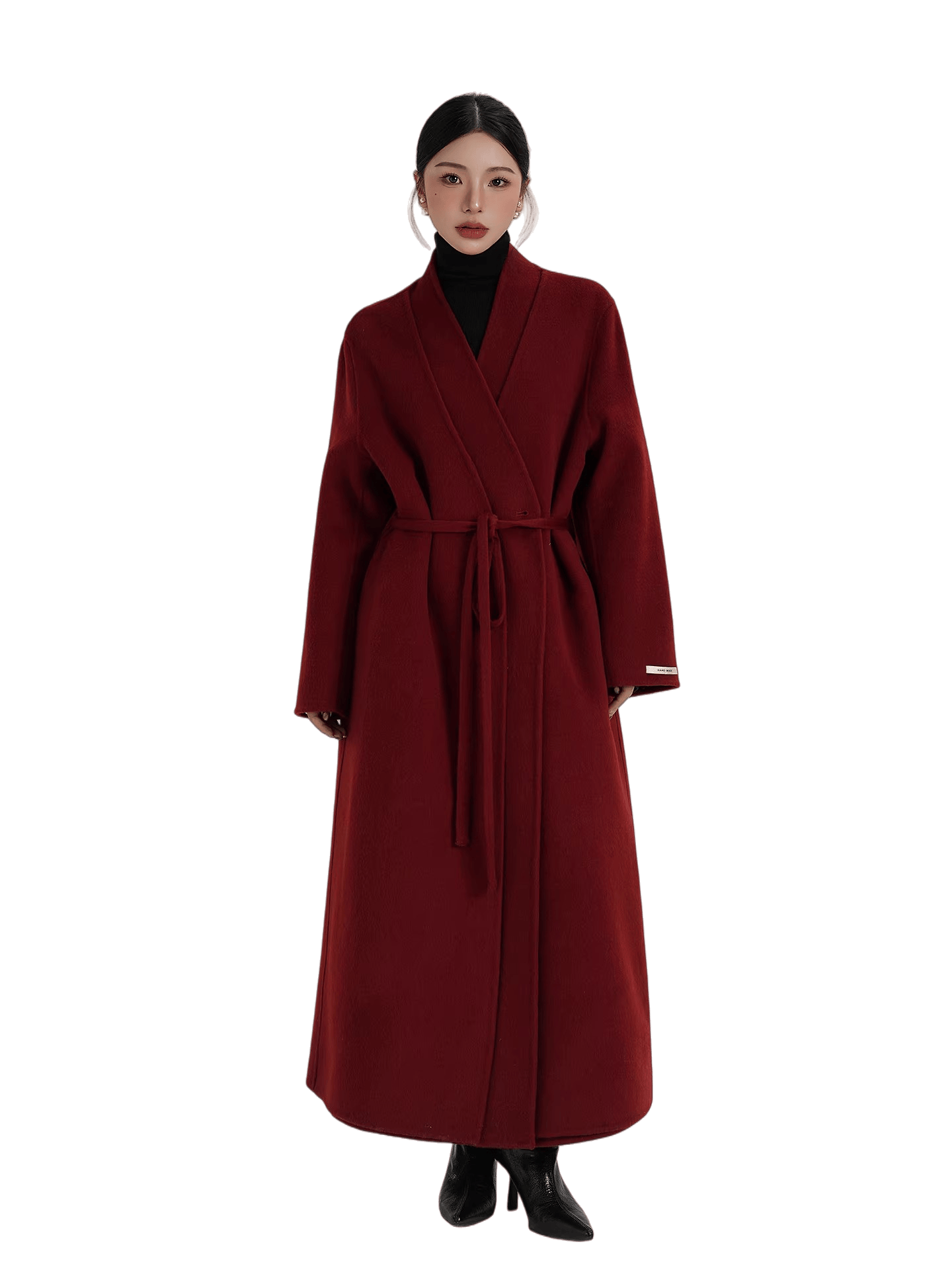 Elegant Double-Faced Wool Long Coat