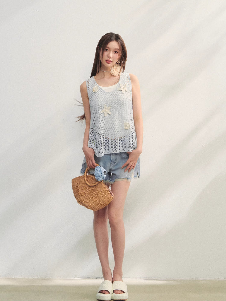 Pearl Crochet Hollow Vest Camisole - CHINASQUAD