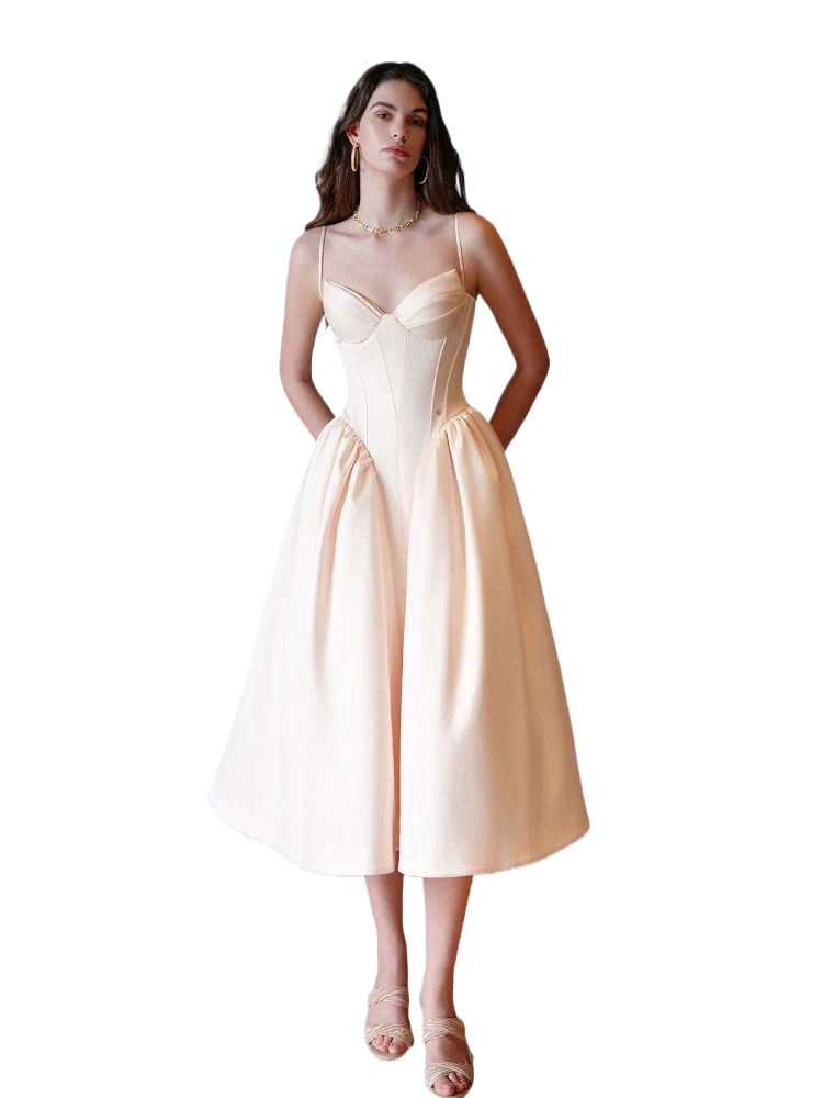 Satin Bow Detail Midi Dress
