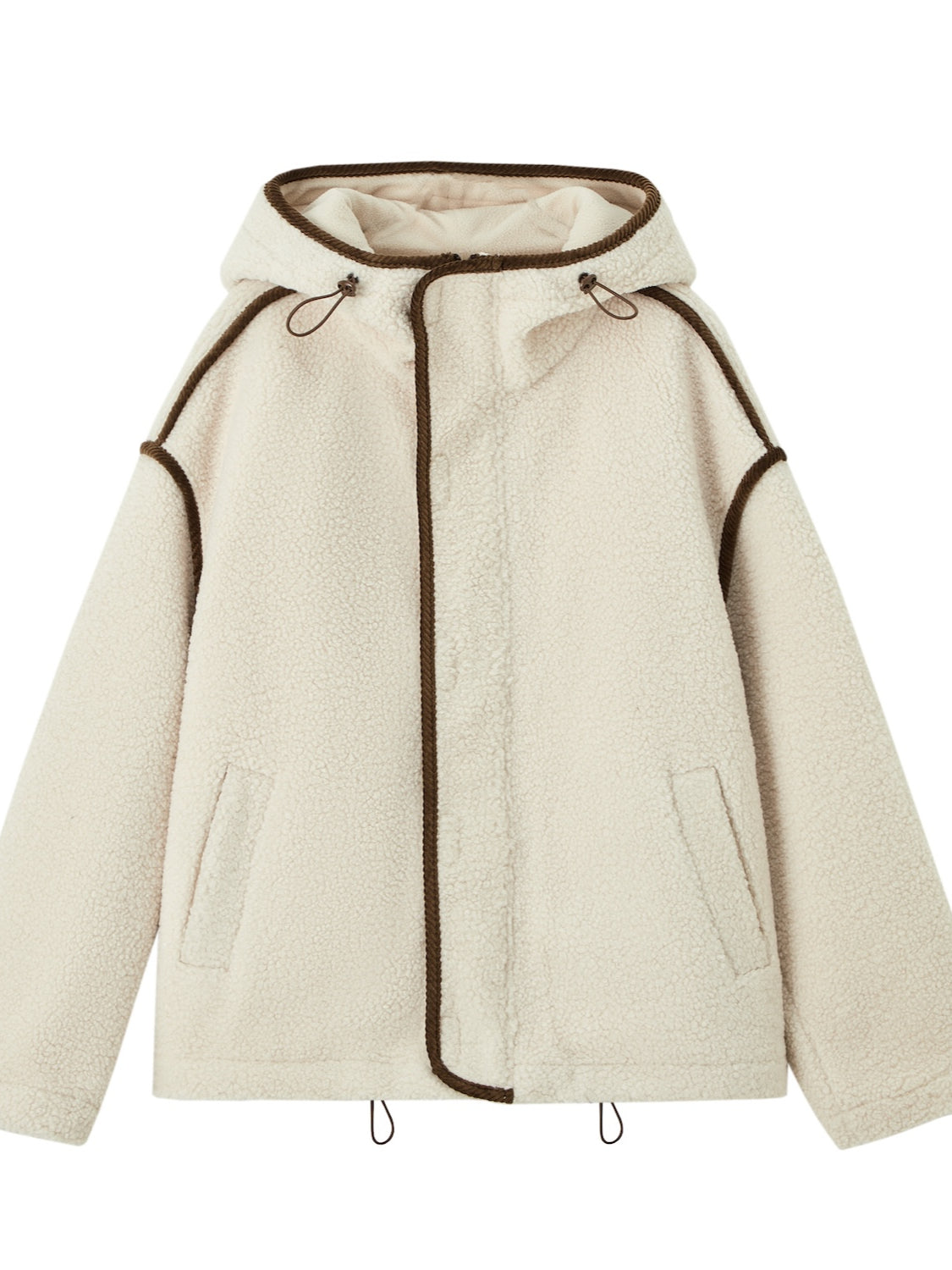 Contrast Trim Fleece Hooded Jacket - CHINASQUAD