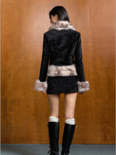Pink Contrast Detachable Fur Chenille Jacket & Skirt Set - CHINASQUAD