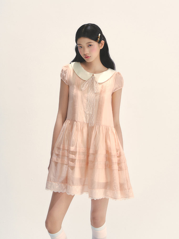 Pink Lace Baby Doll Dress - CHINASQUAD