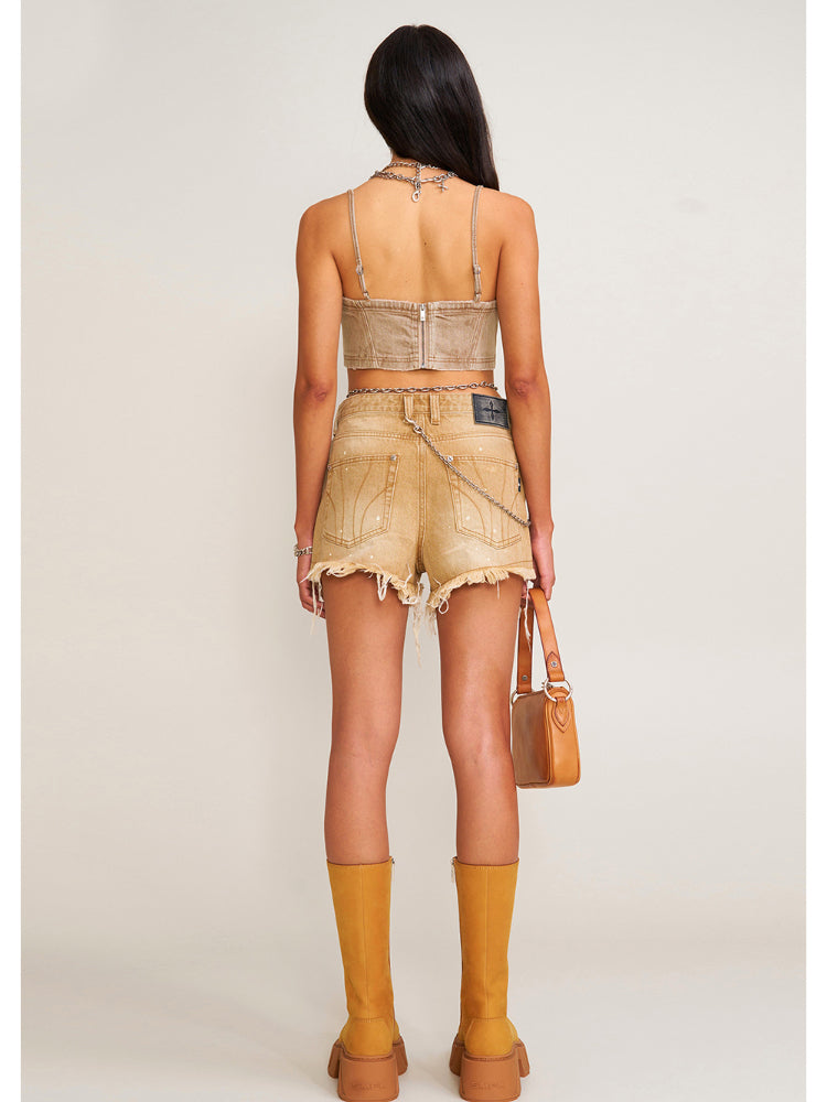 Rage Wild Denim Short Camisole Wild Brown