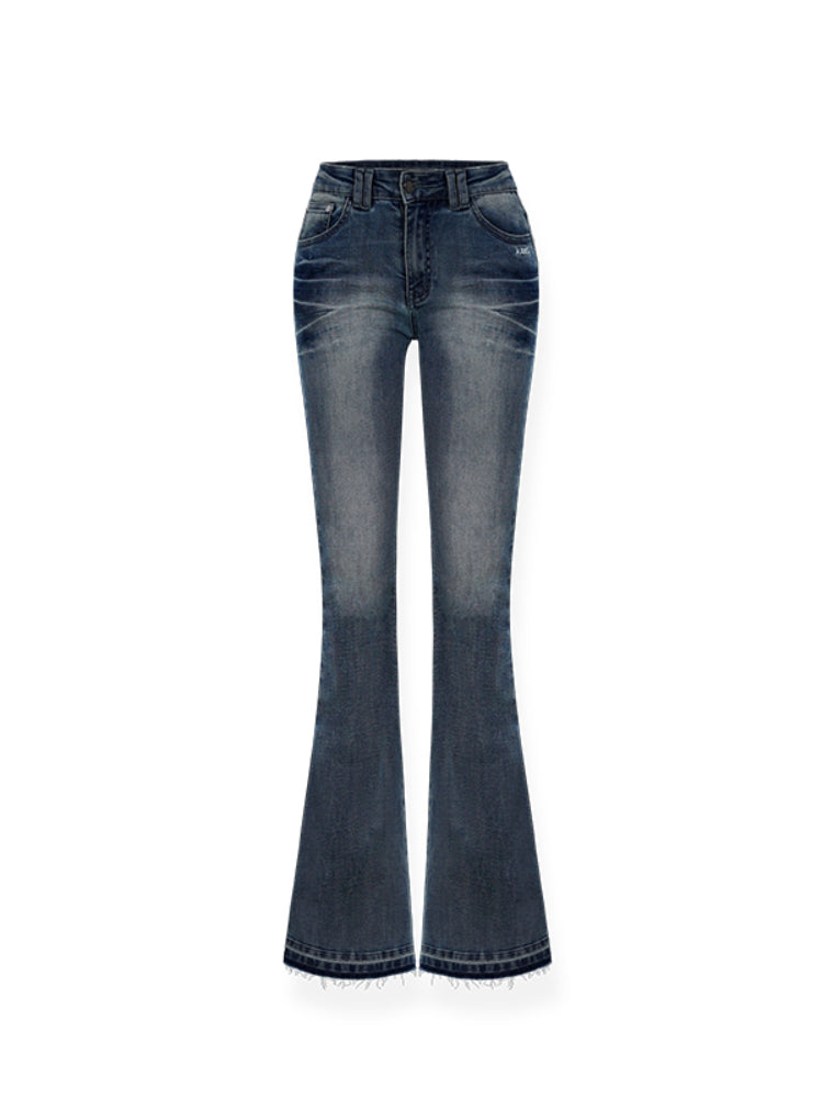 Washed Stretch Slim Flare Jeans - CHINASQUAD
