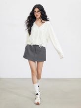 Distressed V-Neck Knit Cardigan - CHINASQUAD