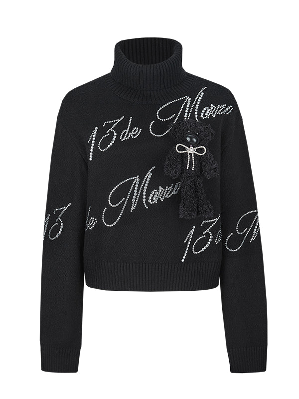 Bear Rhinestone Logo Sweater - CHINASQUAD
