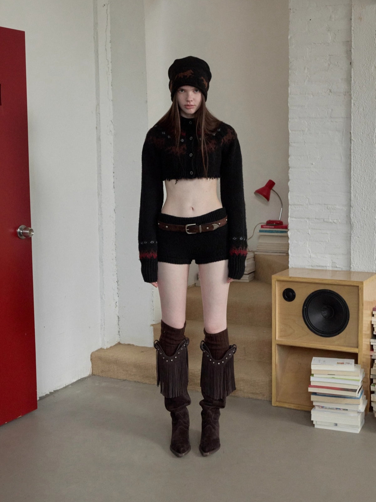 Fair Isle Pony Jacquard Knit Beanie