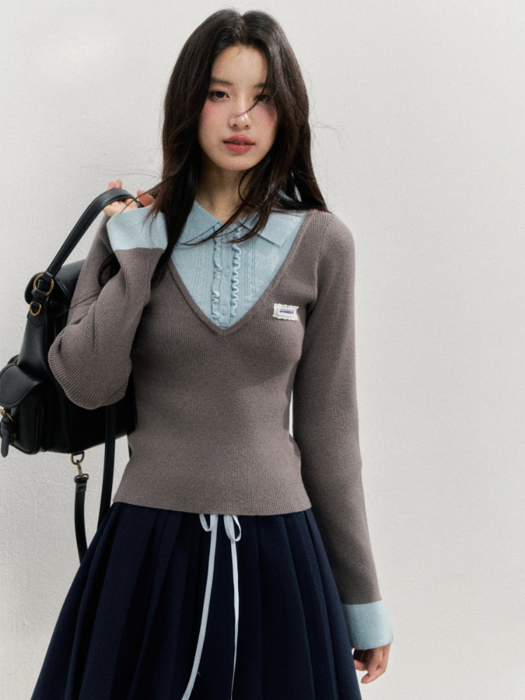 Fake Two-piece Knit Polos - CHINASQUAD