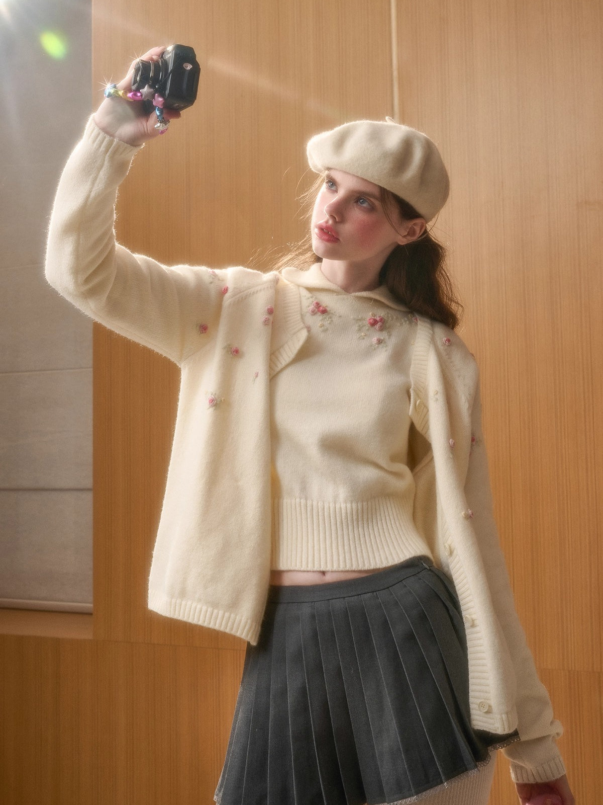 Hand-Embroidered Wool Cardigan