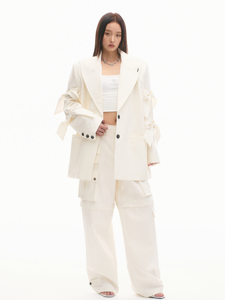 Textured Loose-Fit Embroidered Leather Jacket - CHINASQUAD