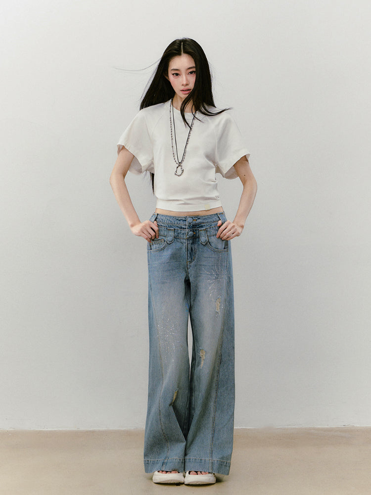 Large-sleeve Waist-fitted Crew Neck T-shirt - CHINASQUAD