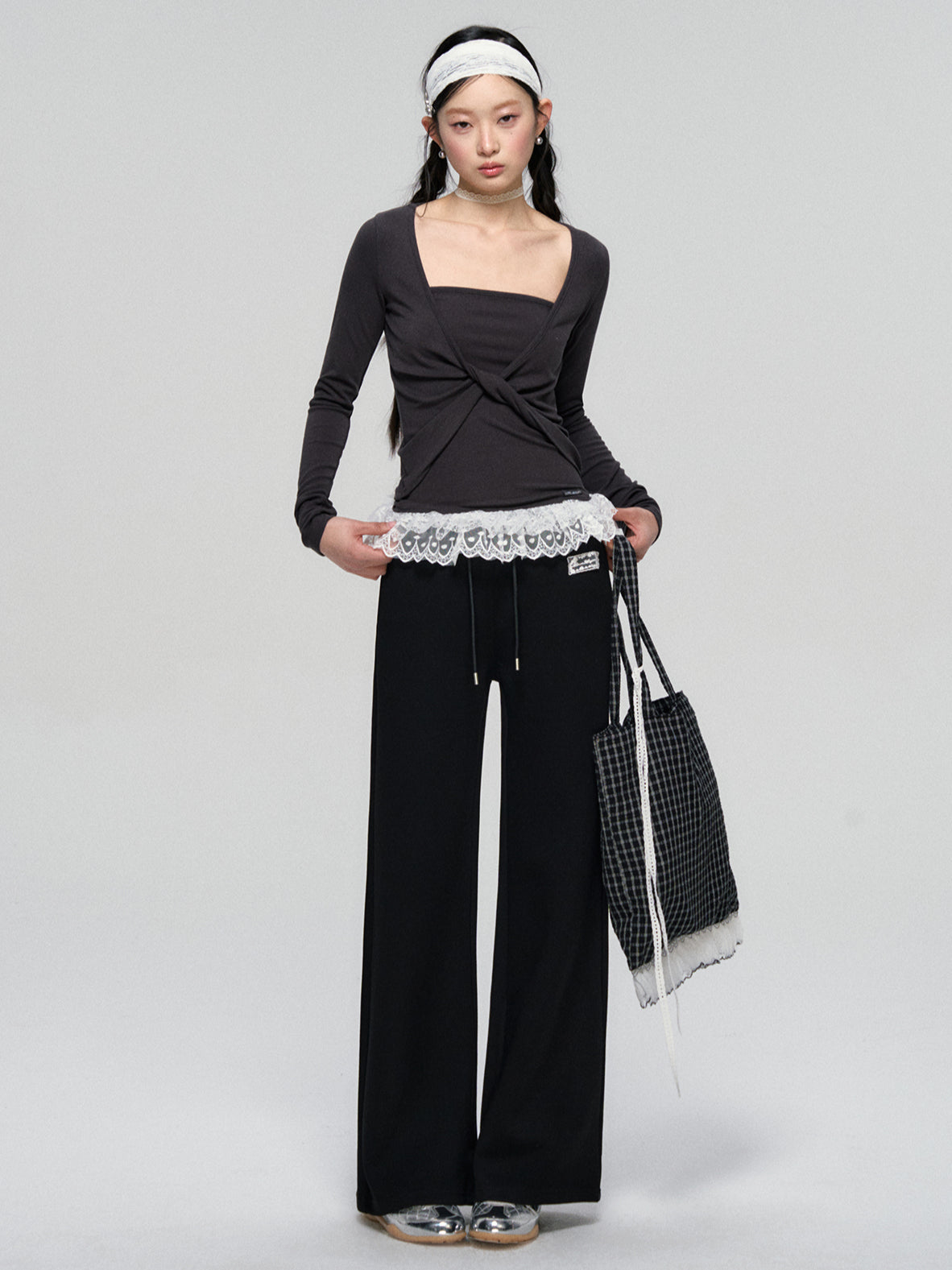 Lace Hem Twist Blouse - CHINASQUAD