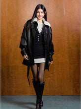 Color-Blocked Detachable Faux Fur Collar Jacket - CHINASQUAD