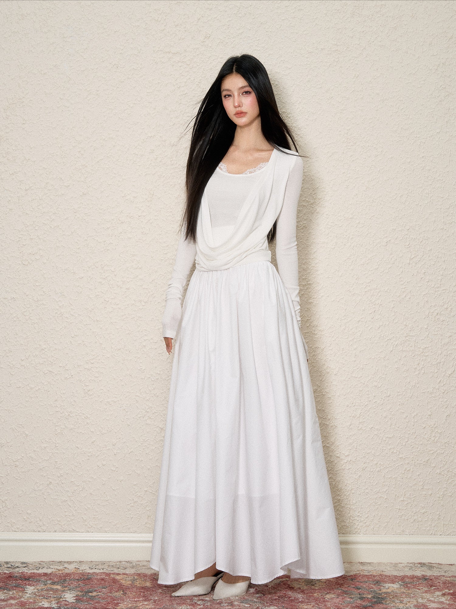 Asymmetrical Pleated Maxi Skirt - CHINASQUAD