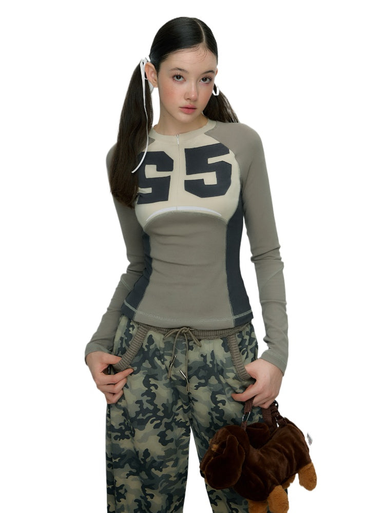 Color-block Sports Style Fitted Long Sleeve T-shirt - CHINASQUAD