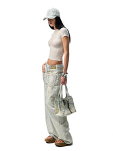 Distressed Printed Denim Tote Bag - CHINASQUAD