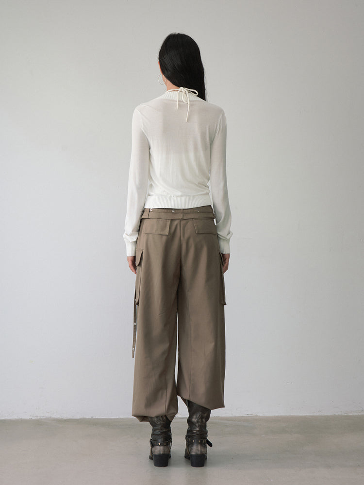 White Single-breasted Knitted Cardigan - CHINASQUAD