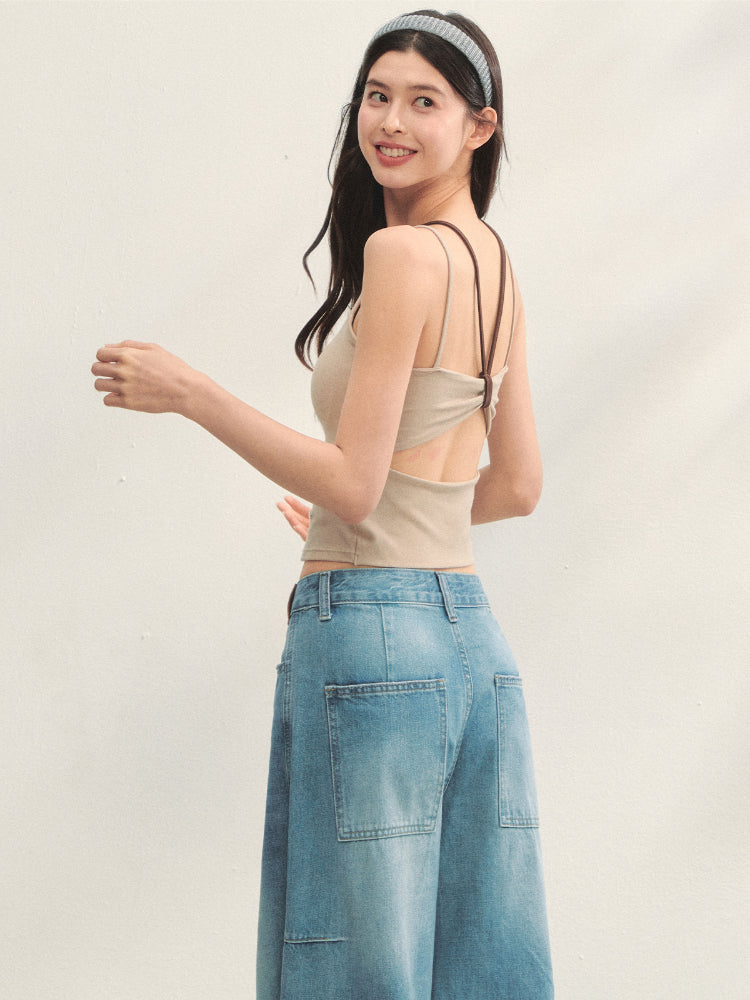 Fake Two-piece Padded Camisole Tank Top - CHINASQUAD