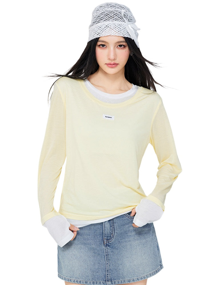 Faux Two-Piece Tencel Sunscreen T-shirt - CHINASQUAD