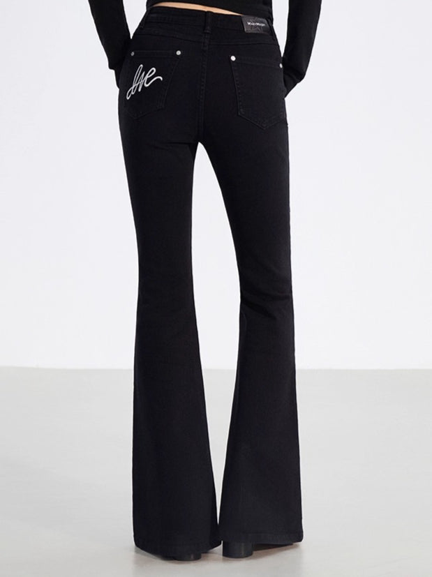 Embroidered Flared Denim Pants