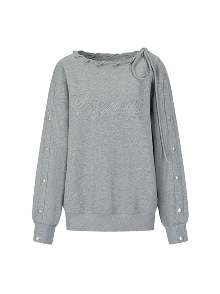 Button-Off-Shoulder Sweatshirt - CHINASQUAD
