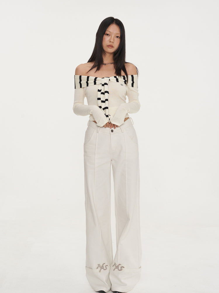 Parallel Line Straight-Leg V-Waist Pants - CHINASQUAD