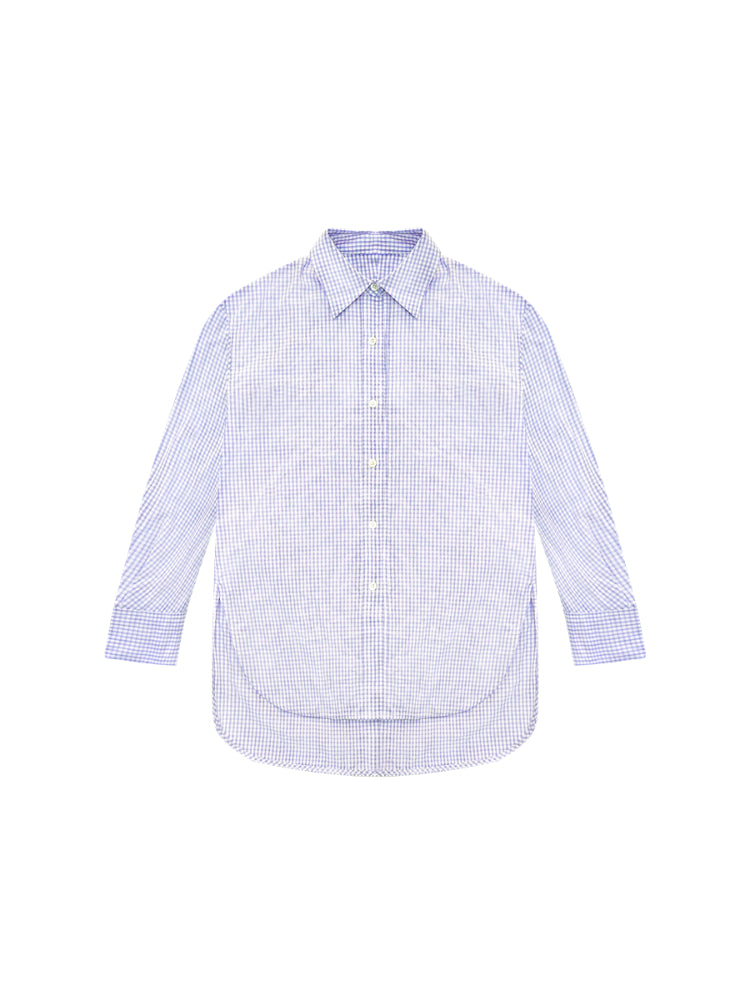 Vintage College Style Blue Plaid Shirt - CHINASQUAD