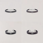 Compass Badge Leather Choker - CHINASQUAD