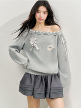 Off The Shoulder Brooch Sweatshirt - CHINASQUAD