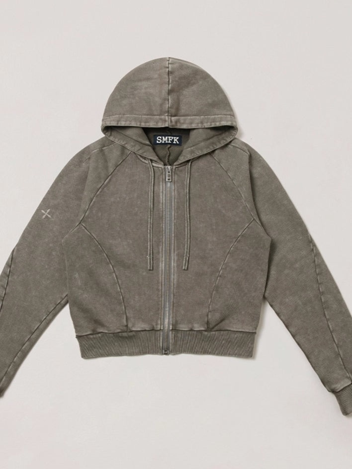 Wild Vintage Zip-up Cropped Hoodie