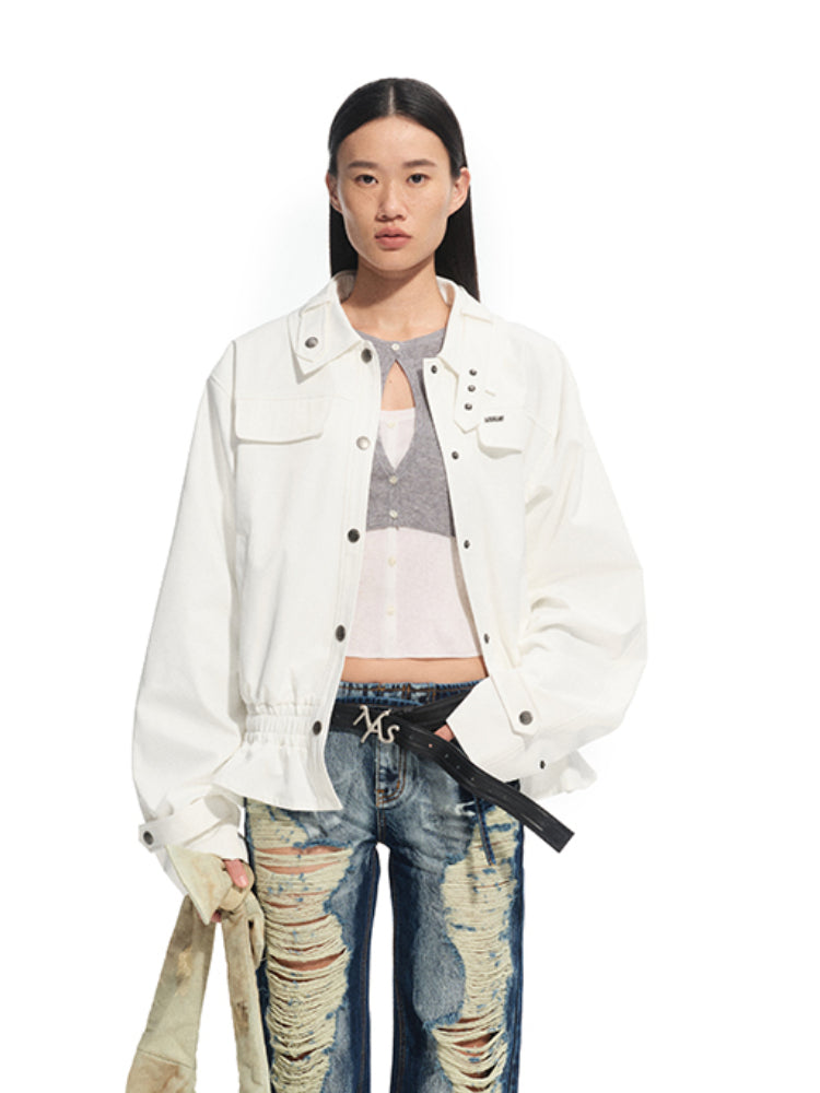 Fine Twill Wrinkle-Resistant Hem Pleated Silhouette Jacket - CHINASQUAD